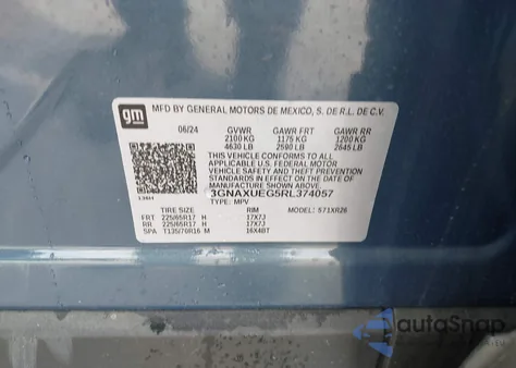 2024 Chevrolet Equinox Awd Lt from USA, damaged, VIN 3GNAXUEG5RL374057